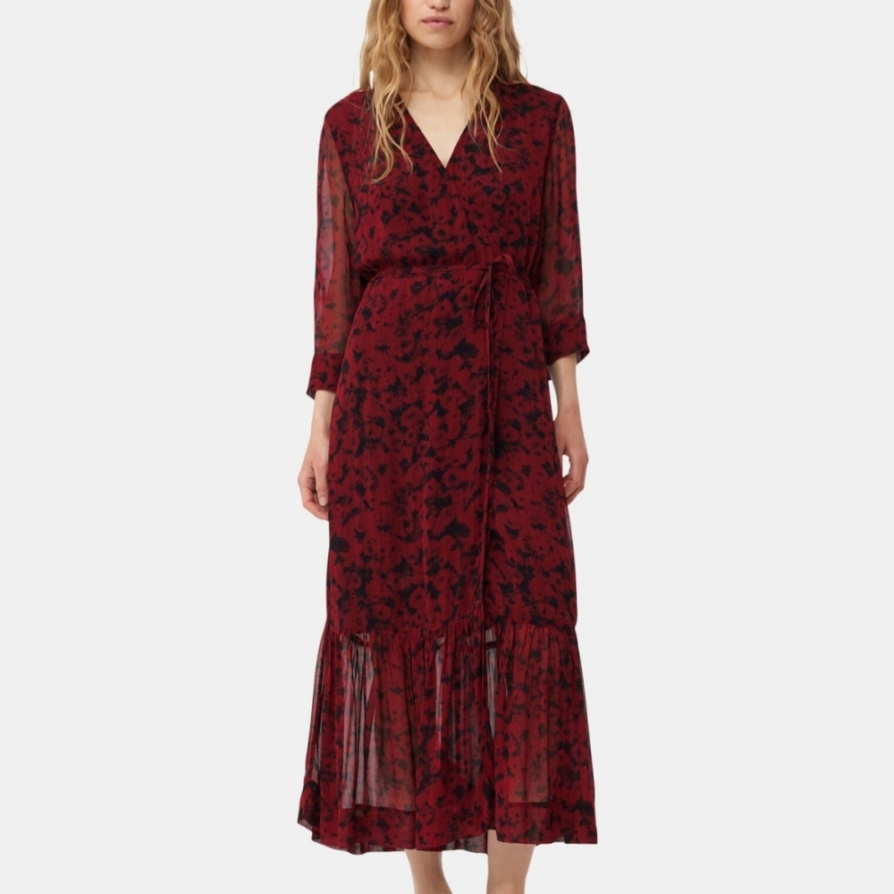 Ganni Botanical Print Wrap Midi Dress
